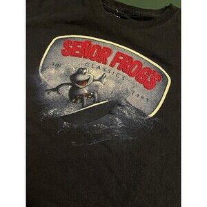 Senor Frogs Nassau Bahamas Embroidered Patch Logo T-Shirt 2XL Blue Tourist Bar